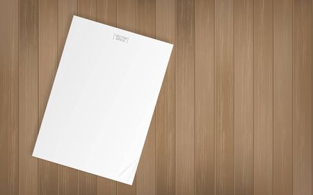 White paper sheet on wood pattern and texture for background. Vector illustration.のイラスト素材