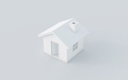 3D rendering of simple house on white backgroundの写真素材