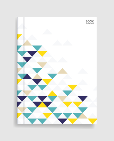 Magazine book template background with cover of geometric pattern background and soft shadow. Vector illustration.のイラスト素材