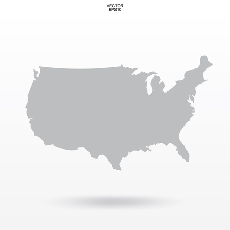 Map of USA. Outline of "United States of America" map on white background with soft shadow. Vector illustrationのイラスト素材