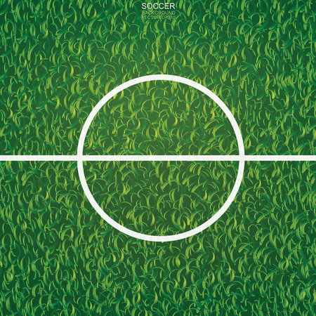 Soccer football field background with center line area. Vector illustration.のイラスト素材