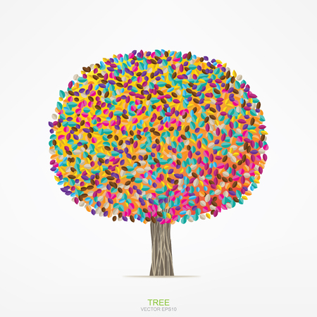 Abstract colorful round shape of tree on white background. Vector illustration.のイラスト素材