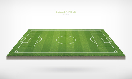 Soccer football field on white background. With perspective views pattern and texture of green grass field. Vector illustration.のイラスト素材