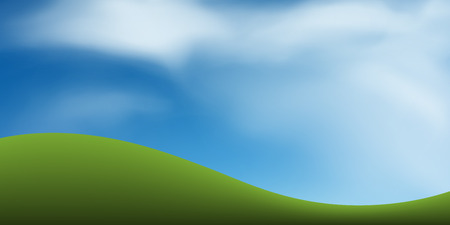 Green grass hill with blue sky. Abstract background park and outdoor for landscape idea. Use for natural article both on print and website. Vector illustration.のイラスト素材