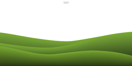 Green grass hill background isolated on white. Outdoor abstract background for natural template design. Vector illustration.のイラスト素材