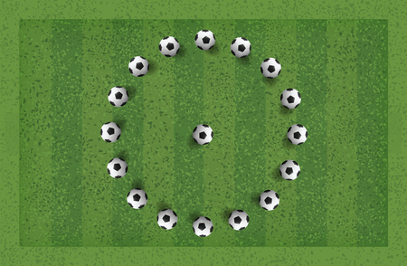 Abstract soccer football ball in green grass field. Vector illustration.のイラスト素材