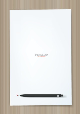 White paper sheet on wood texture for background. Vector illustration.のイラスト素材