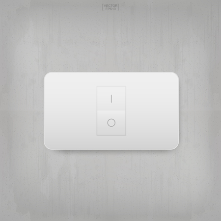 "On" and "Off" switch. Light switch on gray concrete wall texture background. Vector illustration.のイラスト素材