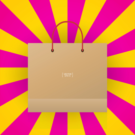 Shopping bag with colorful radius background. Vector illustration.のイラスト素材