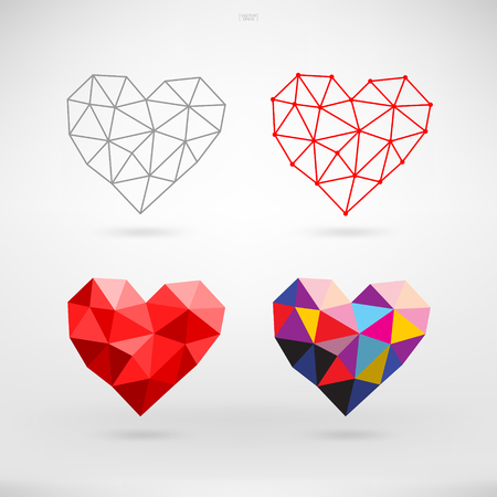Set of heart symbol for Valentine's Day. Heart shape for decorative card, website, template design and postcard. Vector illustration.のイラスト素材