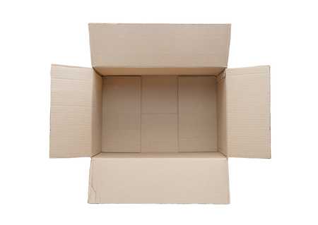 Top view of empty cardboard box isolated on White Background with clipping path.