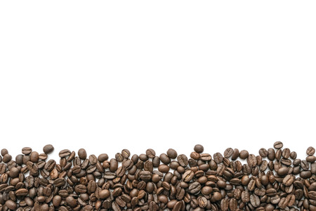 Roasted coffee beans on white background. Close-up image.の写真素材