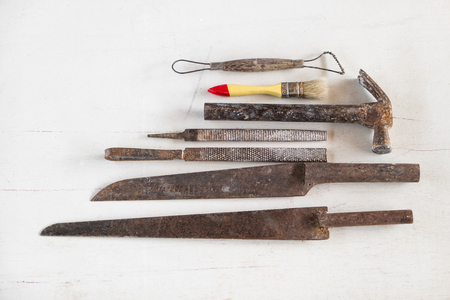 Sculpture tools. Art and craft tools on white background.の写真素材