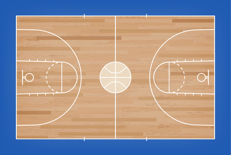 Basketball court floor with line on wood pattern texture background. Basketball field. Vector illustration.のイラスト素材