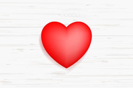 Abstract red heart symbol for Valentine's Day on white wood background. Vector illustration.のイラスト素材