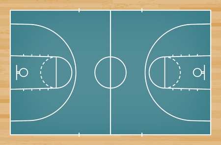 Basketball court floor with line on wood pattern texture background. Basketball field. Vector illustration.のイラスト素材