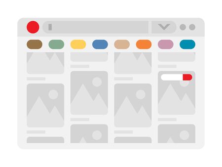 Internet page in flat icon concept. Modern browser window design. Web window screen sign and symbol. Vector illustration pixel perfect are created on pixel grid 64 x 64 pixel.のイラスト素材