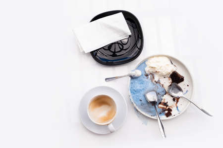 Abstract chocolate ice cream background on white. Close-up image.の写真素材