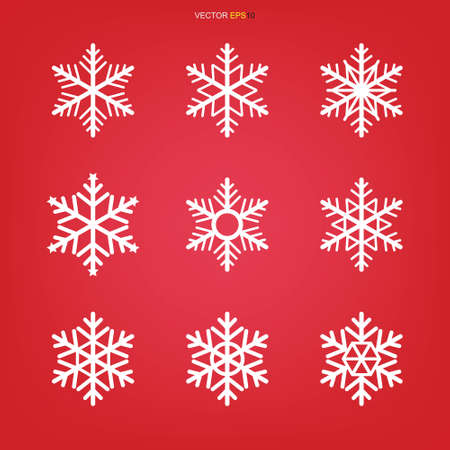 Snowflake icon set. Snowflake sign and symbol for Christmas template. Abstract star. Vector illustration.のイラスト素材