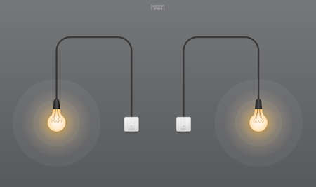 Light bulb or lamp with dark background. Vector illustration.のイラスト素材
