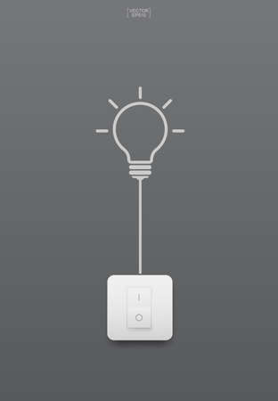 Abstract light bulb symbol and light switch on gray background. Vector illustration.のイラスト素材