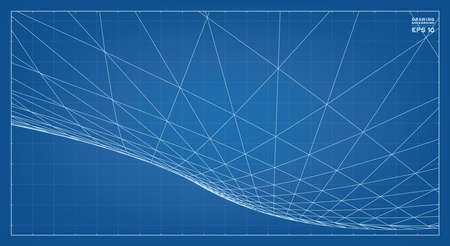 Abstract 3D wave wireframe of surrounding contour pattern. Vector 3D illustration idea.のイラスト素材