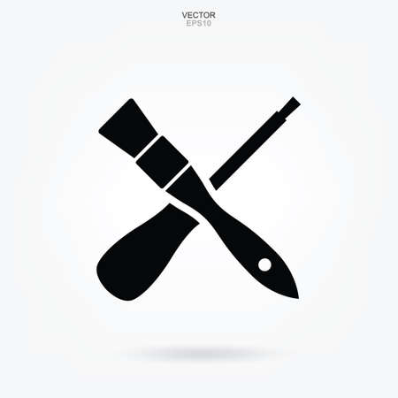 Paint brush and Screwdriver icon. Craftsman tool sign and symbol. Vector illustration.のイラスト素材