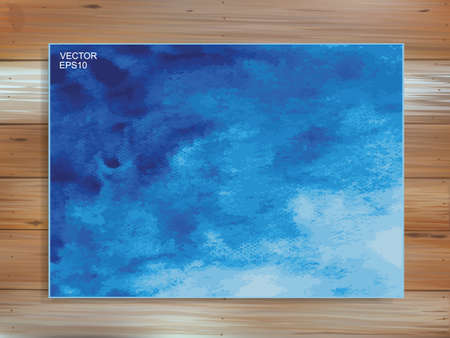 Abstract blue watercolor brush background on wood. Brush stroke pattern and texture idea. Vector illustration.のイラスト素材