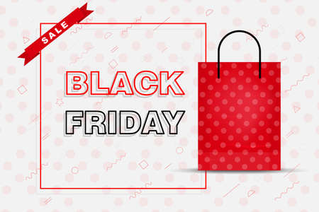 Black Friday sale with shopping sag symbol. Shopping object for sale, discount, special offer, product marketing and banner advertising campaign . Vector illustration.のイラスト素材