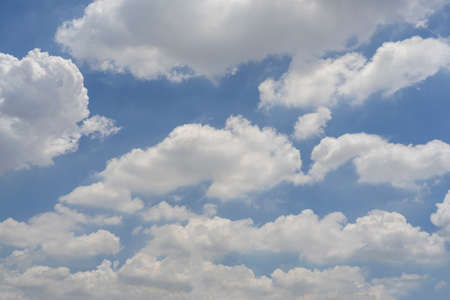 Sky with white clouds pattern background. Sky and clouds in daylight. Outdoor natural abstract...