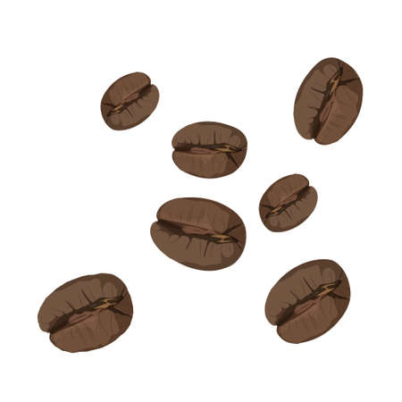 Roasted coffee beans isolated on white background. Vector illustration.のイラスト素材