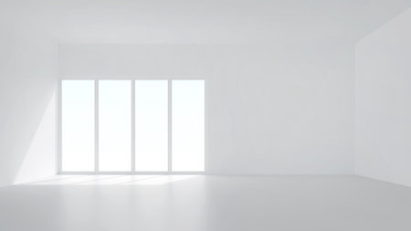 3D room space background with soft shadow. Empty white room space for interior design and...