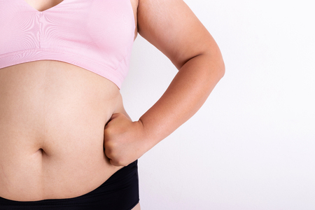 overweight women. Health care and diet concept.の写真素材
