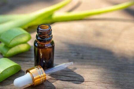 Essential oil of aloe vera have a natural background.の写真素材