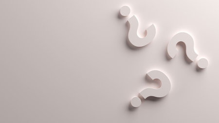 White question icon on white background. 3D render.