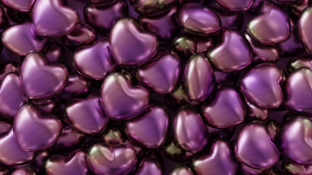 Pile of purple hearts.Happy valentine day concept.