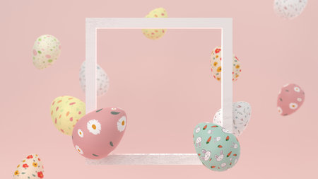 Easter egg on pink background. Happy easter concept. 3D render