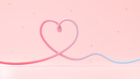 heart line 3d on pink background.Happy valentine day concept. 3D renderの写真素材
