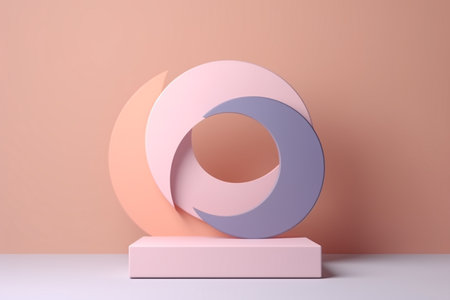 Minimal pastel product podium background for cosmetic presentation.Created with Generative AI technologyの素材