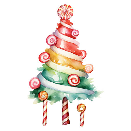 Christmas tree in style watercolor on isolated background.Merry Christmas and Happy new year concept.の素材