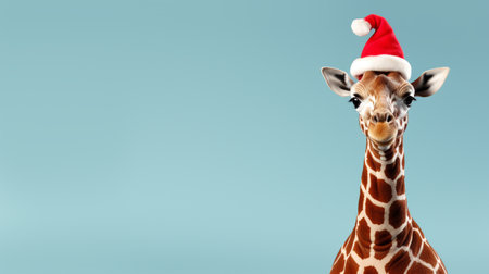 Cute Giraffe in Christmas Costume on Isolated Backgroundの素材