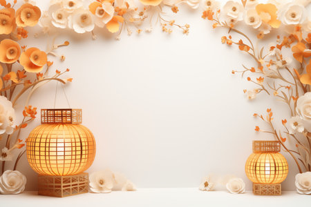 Chinese New Year Celebration Background.Created with Generative AI technology.の素材