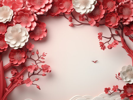 Chinese New Year Celebration Background.Created with Generative AI technology.の素材