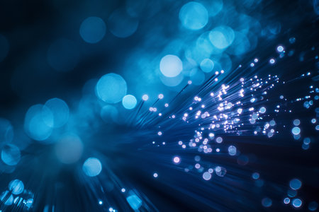 Digital Data Network, Modern Abstract Background with Glowing Optics.Created with Generative AI technology.の素材