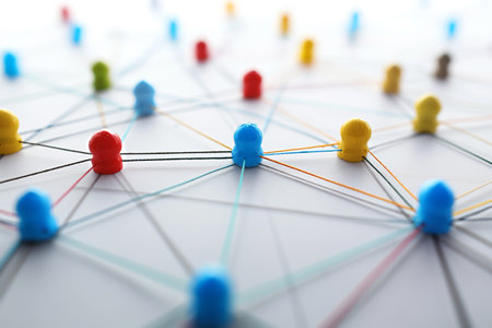 Business Network Expansion, Interconnected Partnerships and Collaborations.Created with Generative AI technology.の素材