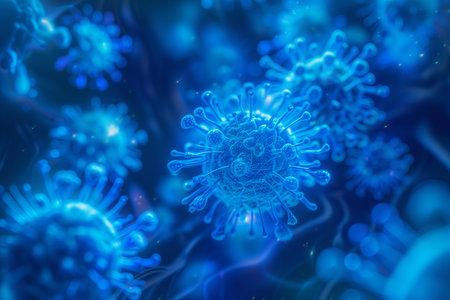 Virus Particles Microscopic Art ,Scientific Abstract Photography.Created with Generative AI technology.の素材