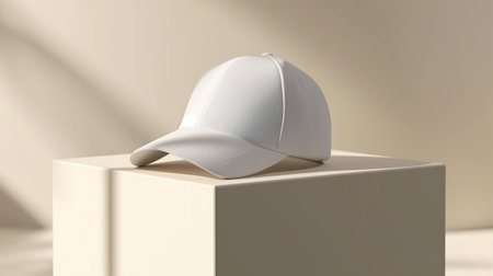 White Cap Mockup for Advertising , Branding,Created with Generative AI technology.の素材