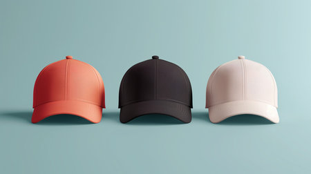 Red,white,black Cap Mockup for Advertising , Branding.Created with Generative AI technology.の素材