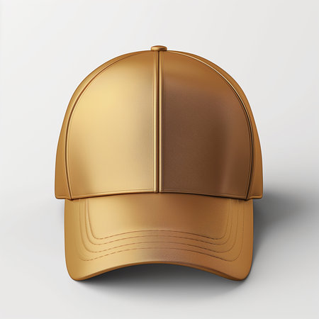 Gold Sports Cap Mockup on White Background .Created with Generative AI technology.の素材
