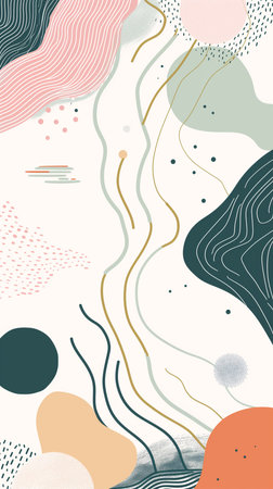 serene geometric pattern with water elements, flowing lines and shapes.Created with Generative AI technology.の素材